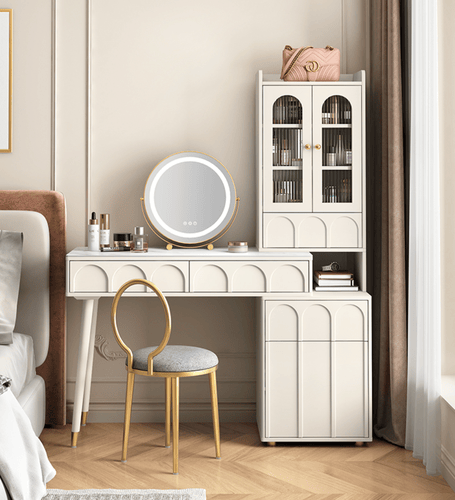 Dressing table with chair and mirror