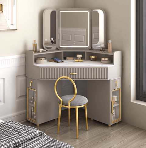 Nordic Dresser with Chair and Illuminated Mirror
