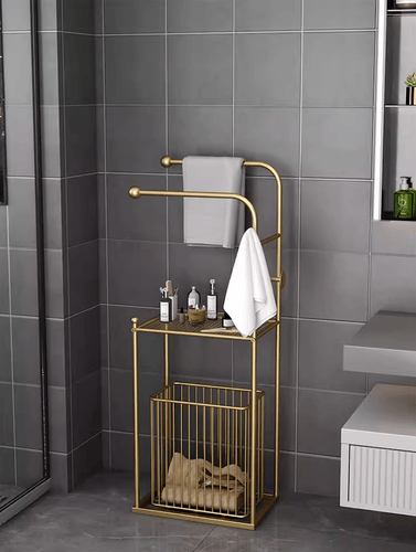 Towel rack with basket