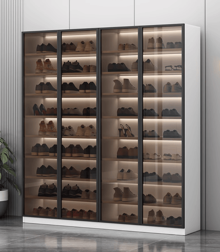 Glass door shoe cabinet