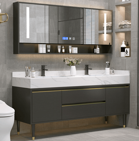 Double sink with smart mirror