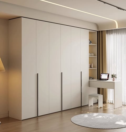 Modern white wooden wardrobe