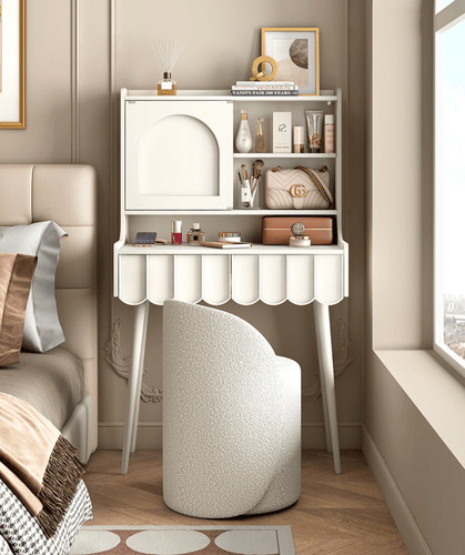 Dressing table with chair and mirror