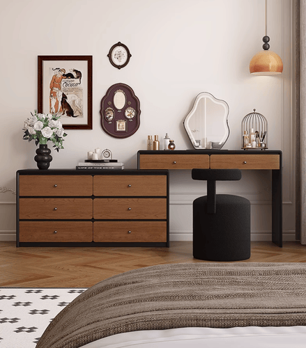 Dressing table with mirror and modern chair