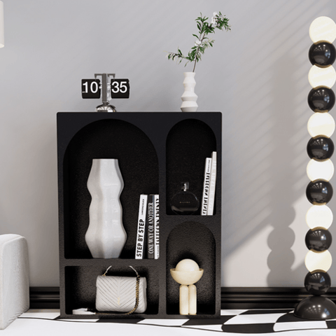 Curved wardrobe in black