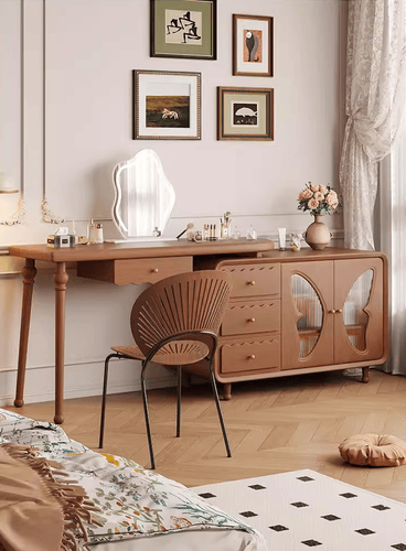 Dressing table with chair and mirror