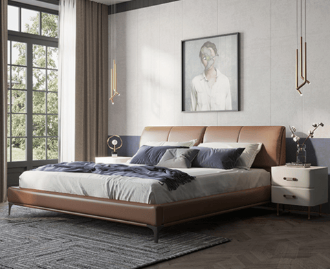 Double leather bed