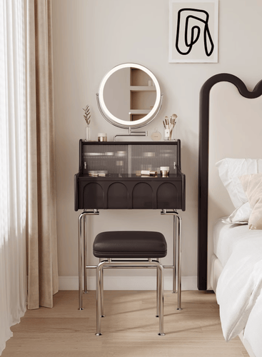 Dressing table with chair and mirror