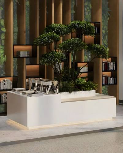 A multi-purpose integrated seat with a luminous plant pot