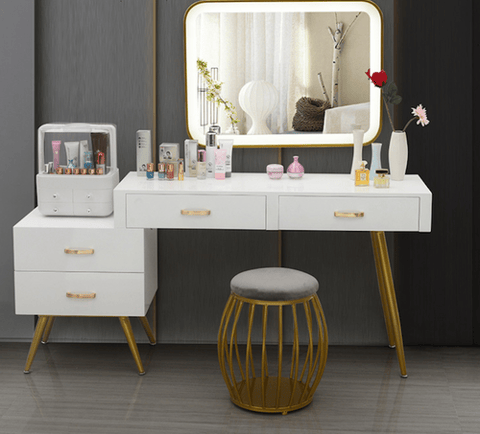 white wood make up vanity  
