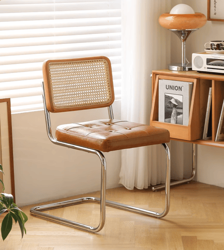 Wooden chair with rattan
