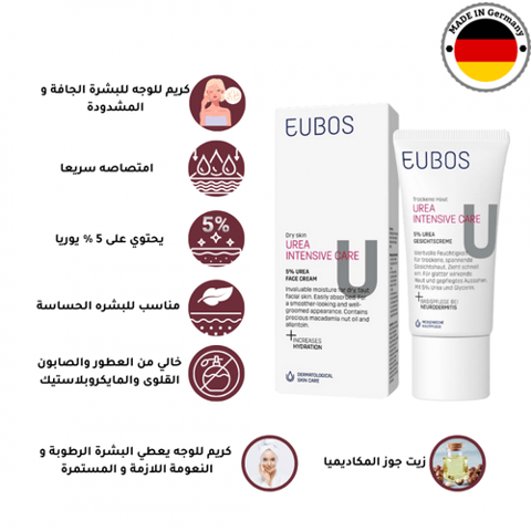 ايوبوس - كريم للوجه - 5%يوريا - خالي من العطور والصابون - 50 مل