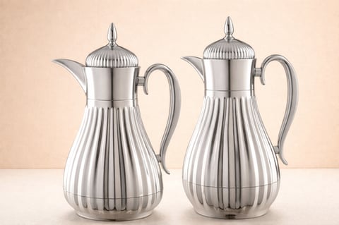 طقم ترامس جنى فضى لامع زجاج من الداخل 1L+0.7L