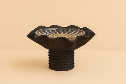 استاند تقديم مع صحن زجاج 23*13 سم 