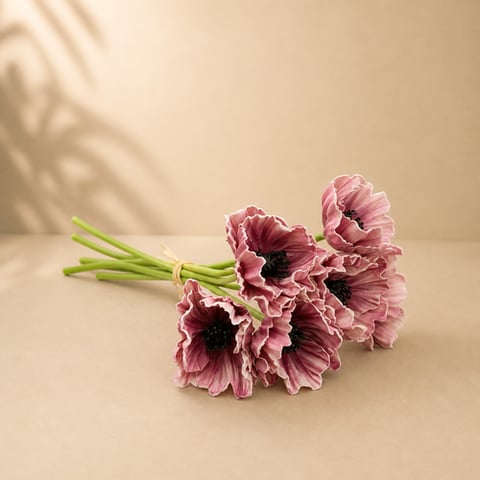 ورود شقائق النعمان بملمس وشكل طبيعى 6 وردات 
