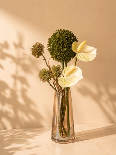 فازة زجاج شفاف مودرن عسلى ارتفاع 15 سم
