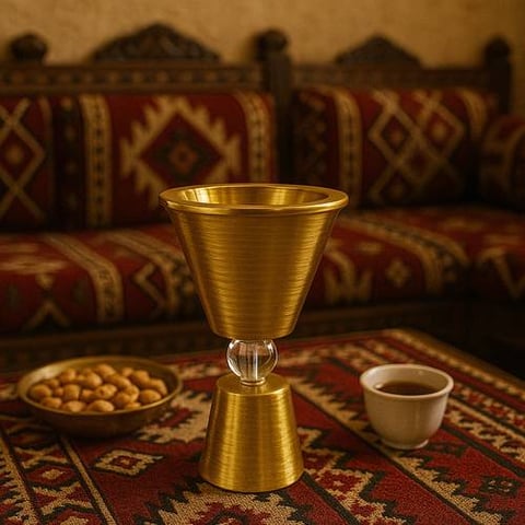 مبخره معدن ذهبي مطفى كرستال من الوسط مقاس 19*12 سم