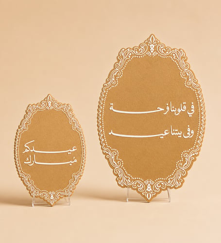 طقم لوحتين بعبارات العيد مقاس 25*16سم و15*10سم