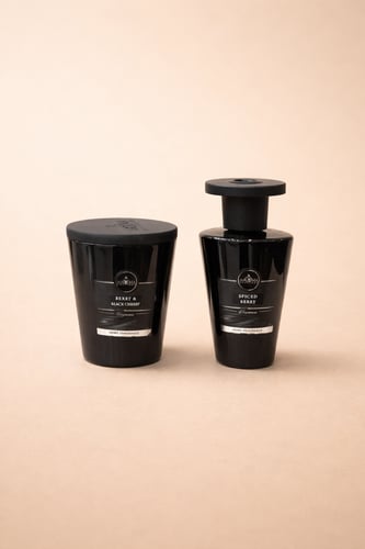 معطر جو اعواد وشمع بغطاء خشب برائحه التوت والكرز الأسود 
