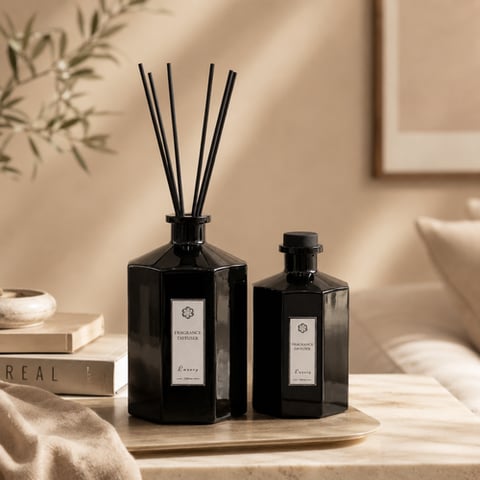 دفيوزر معطر أعواد فاخر بزجاج أسود – مقاسين