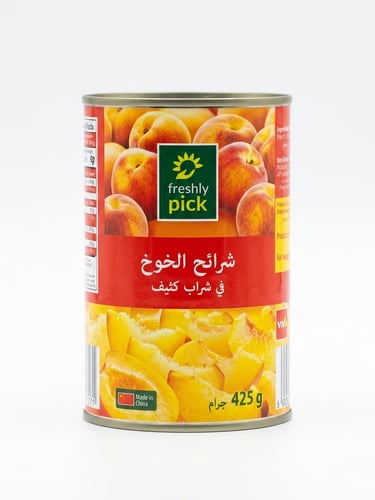 شرائح الخوخ في شراب كثيف فريشلي فيك 425جم