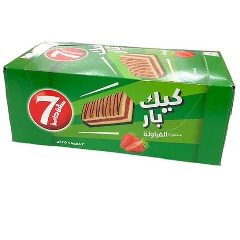 بار كيك بالفراولة سفن دايز 25جم * 12حبة