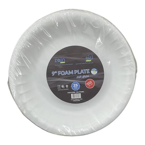 Foam plate zain pack 25pcs 9inch