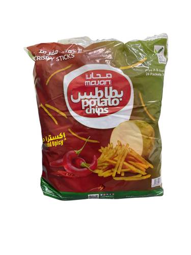 Majan potato chips hot & spicy sticks 18g , 24p