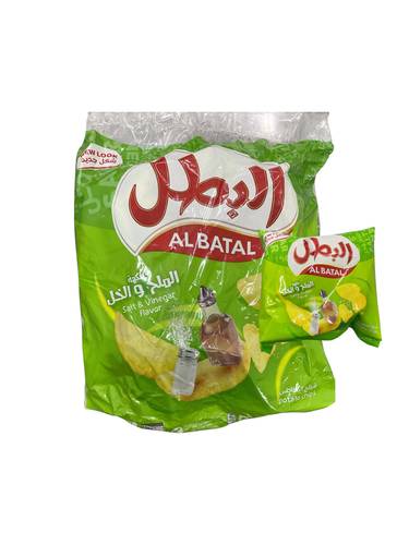 شبس البطل بالملح والخل12جم*20 حبة