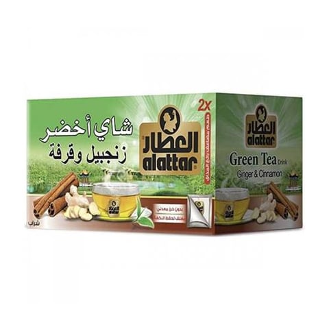 شاي أخضر زنجبيل وقرفة من العطار  20 كيس