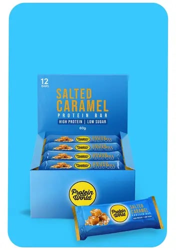 بروتين وورلد ألواح البروتين - نسبة عالية من البروتين - الكراميل المملح 60 جرام-Protein World protiner Bars - High Protein - Salted Caramel 60g