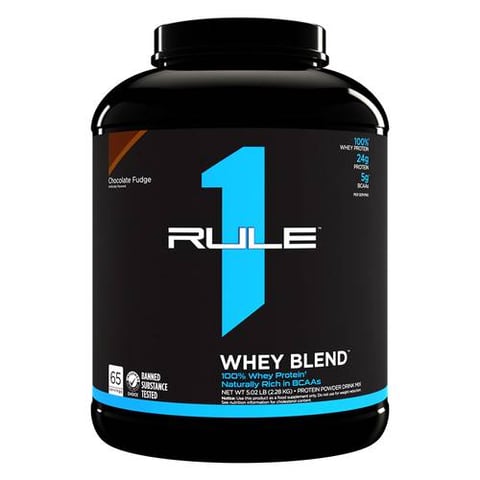 RULE 1 WHEY BLEND CHOCOLATE FUDGE 65 SERV. 5.02 LB