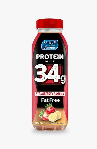 المراعي حليب البروتين بنكهة الفراولة والموز - خالي الدسم- PROTEIN MILK STRAWBERRY BANANA 400ML PET