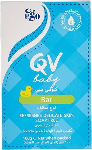 كيو في بيبي بار ينعش البشرة الحساسة 100 جرام - QV Baby Bar Refreshes Delicate Skin 100 Gm
