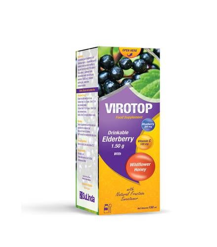 Virotop Elderberry 1.5g with Vitamin C Blueberry Flavor 150 ml Bottle