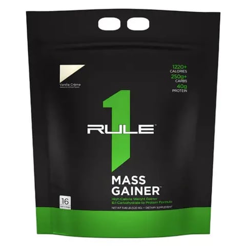 آر 1 ماس جينر كريمة الفانيليا 16 حصة (12 رطل)- RULE 1 Mass Gainer  Vanilla Crème 16 serv  (12LB)