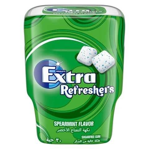 إكسترا ريفريشرز علكة بنـهكة النـعناع الاخضر 30 حبة 67 غرام-Extra Refreshers sugar-free gum, Spearmint, 67 grams, 30 pieces