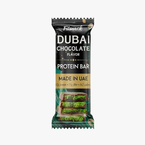 فيت سناك دبي بار بروتين شوكولا محشو بالكنافة - Fitsnack Dubai Chocolate Protein Bar stuffed with Kunafa – 40 gm