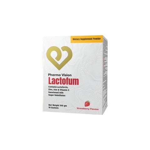 Lactofum Effervescent Sachets – Lactoferrin with Iron, Zinc & Vitamin C – Strawberry Flavour – 10 Sachets
