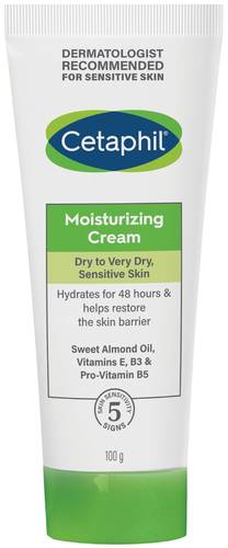 كريم مرطب بسعة 100 جرام من سيتافيل، مناسب للبشرة الجافة إلى شديدة الجفاف والحساسة - CETAPHIL MOISTURIZING CREAM 100G