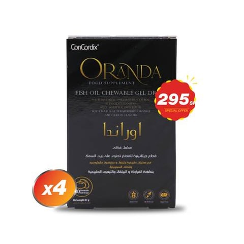 Pack of 4 - Oranda – Fish Oil 640 mg – Orange, Lemon & Strawberry Flavor – 30 Gummies