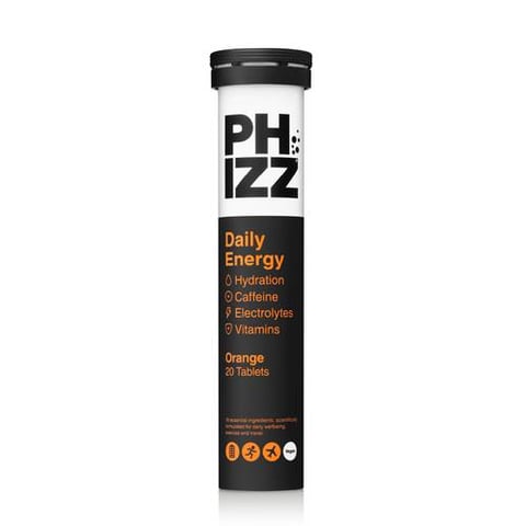 PHIZZ DAILY ENERGY ORANGE CAFFEINE FLAVOURED EFFERVESCENT TABLETS 20S