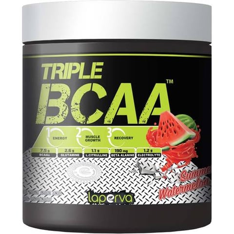 لابيرفا ثلاثي BCAA - حمض أميني متفرع نقي، خالي من الدهون، صفر كربوهيدرات وصفر سكر، حمض أميني BCAA (البطيخ، 30 حصه)-Laperva Triple BCAA - Pure Branched Chain Amino Acid, Zero Fat, Zero Carbs and Zero Sugar BCAA Amino Acid (Watermelon, 30 servings
