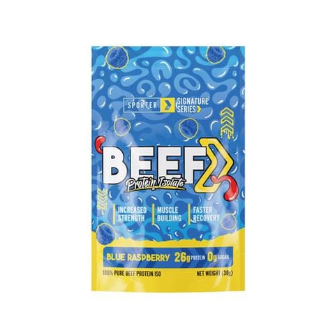 سبورتر – بي بروتين آيزوليت ساشيه – توت أزرق – حصة واحدة - Sporter - Beef Protein Isolate Sachet - Blue Raspberry - 1 Serving