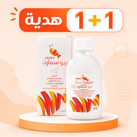 شراب بيوسمارت زيت الزيتون البكر 1 غ وزيت بذر الكتان 0.5 غ وأوميجا-3 1 غ بنكهة المانجو والخوخ 230 مل