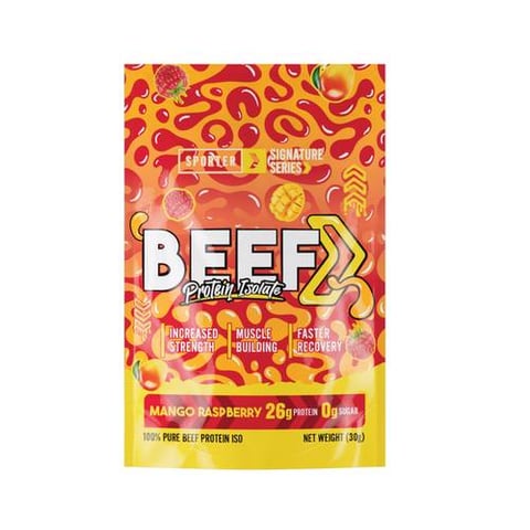 سبورتر – بي بروتين آيزوليت ساشيه – توت ومانجو – حصة واحدة - Sporter - Beef Protein Isolate Sachet - Raspberry Mango - 1 Serving