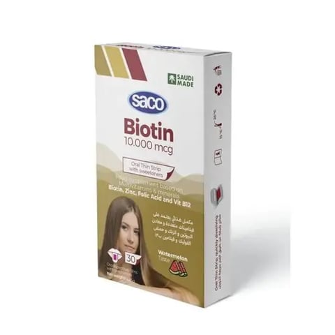 Saco Biotin 10000mcg 30 Strip Watermelon Taste