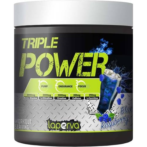 تريبل باور -بنكهة التوت الأزرق- من لابيرفا- 30 حصة - Laperva - Triple Power- Pre-Workout- Blue Raspberry- 30 Serv