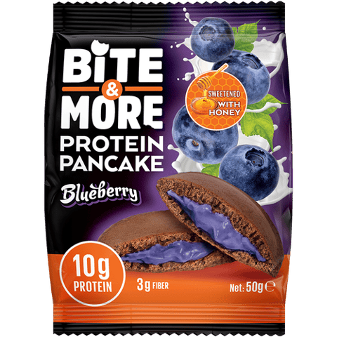 بايت اند مور بروتين بان كيك بالتوت الازرق 50 جم - BITE & MORE PROTEIN PANCAKE BLEBERRY 50 GM
