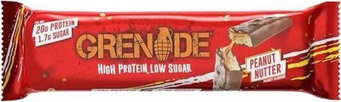 جرينيد لوح عالي البروتين وقليل السكر - زبدة الفول السوداني 60جرام-Grenade High Protein, Low Sugar Bar - Peanut Nutter 60gm